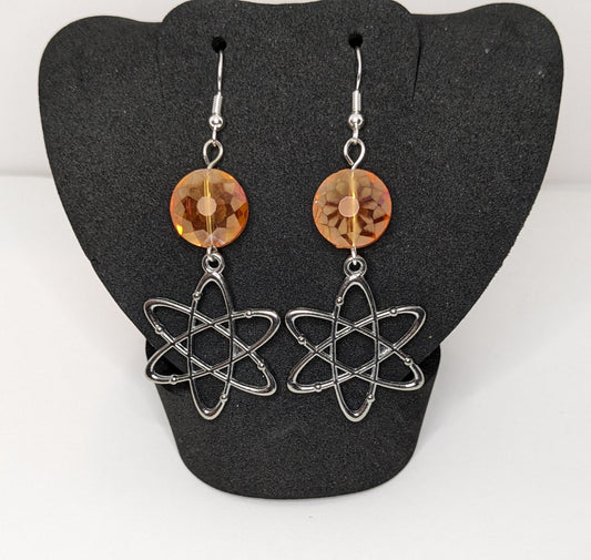 Atomic symbol dangle earrings