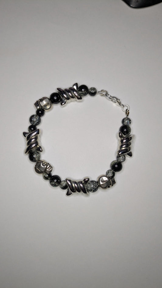 Skull and Barbwire Beaded Bracelet